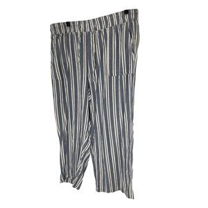 NWT Royalty for Me Large Casual Breton Striped Cotton Pants Wide Leg Trousers